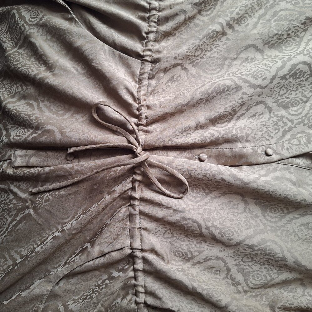 Urban Outfitters Jacquard Jumpsuit Olive Green Satin with Pockets Size M - Picture 8 of 9